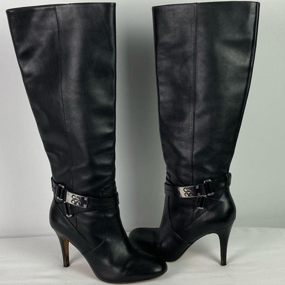 Coach Briana Black Leather Sillito High Boots - Picture 3 of 10